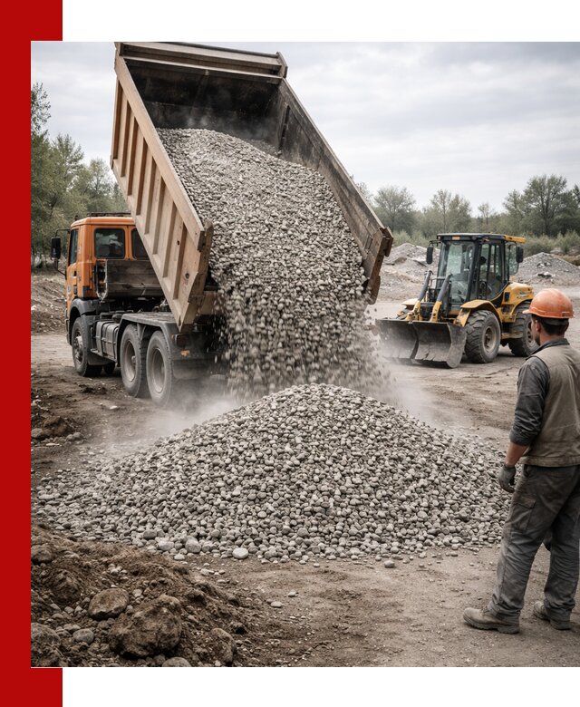 Доставка щебня в Холмске крупными и мелкими фракциями