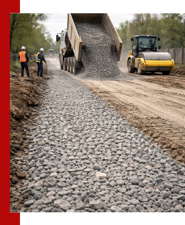 Доставка щебня для отсыпки дорог в Холмске высокого качества