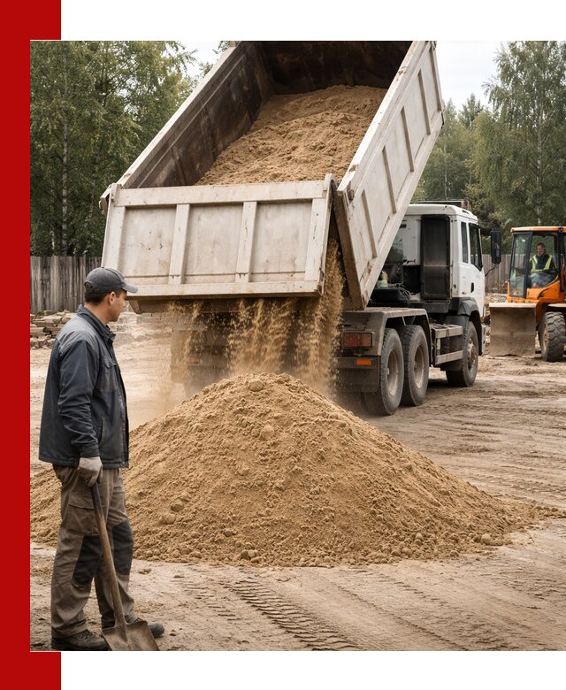 Доставка и продажа песка с разгрузкой в Холмске