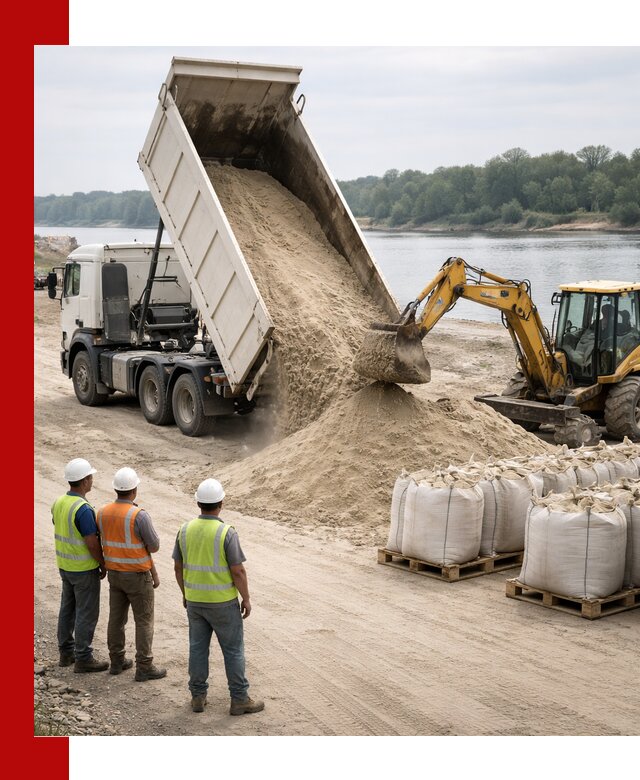 Доставка речного песка в Холмске самосвалами и погрузкой