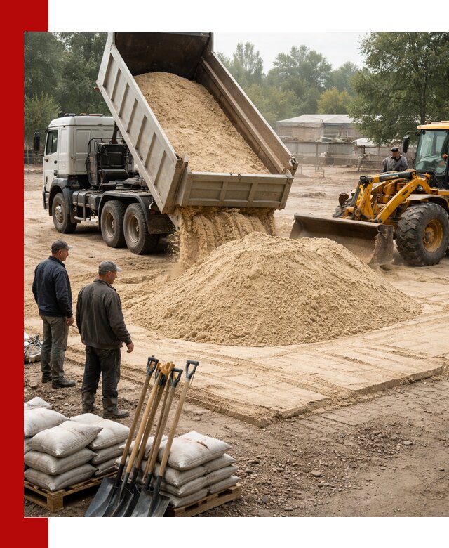 Доставка мытого песка в Холмске с самосвалами по выгодной цене
