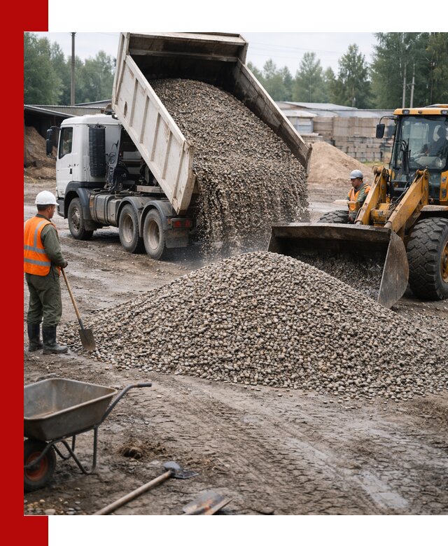 Мытый гравий с доставкой в Холмске от карьера до участка