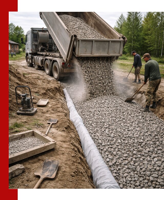 Гравий для дренажа с доставкой в Холмске качественный и недорогой