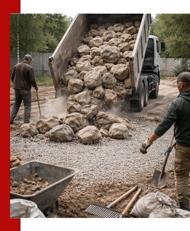 Доставка и укладка булыжника в Холмске