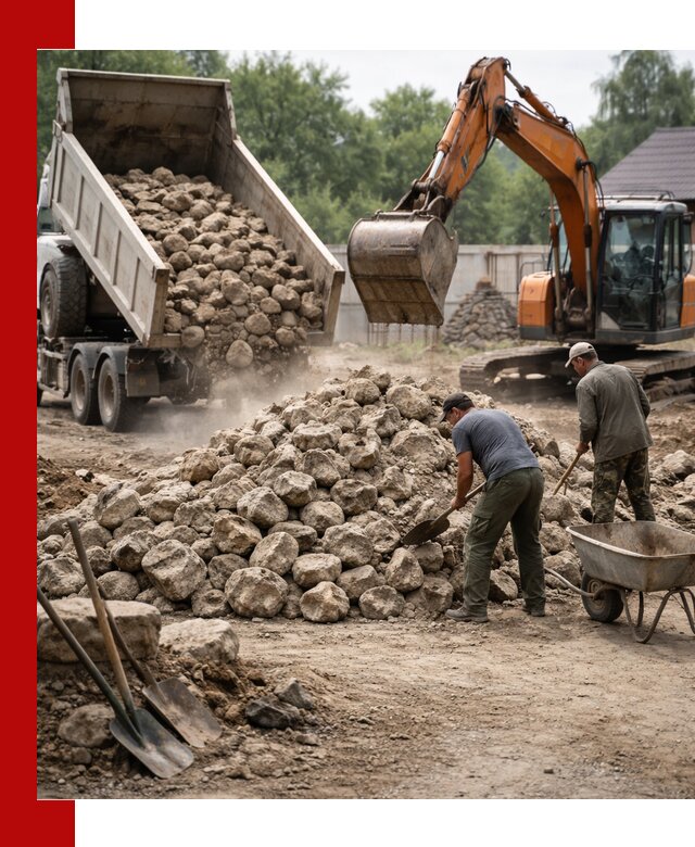 Доставка и разгрузка бутового камня в Холмске