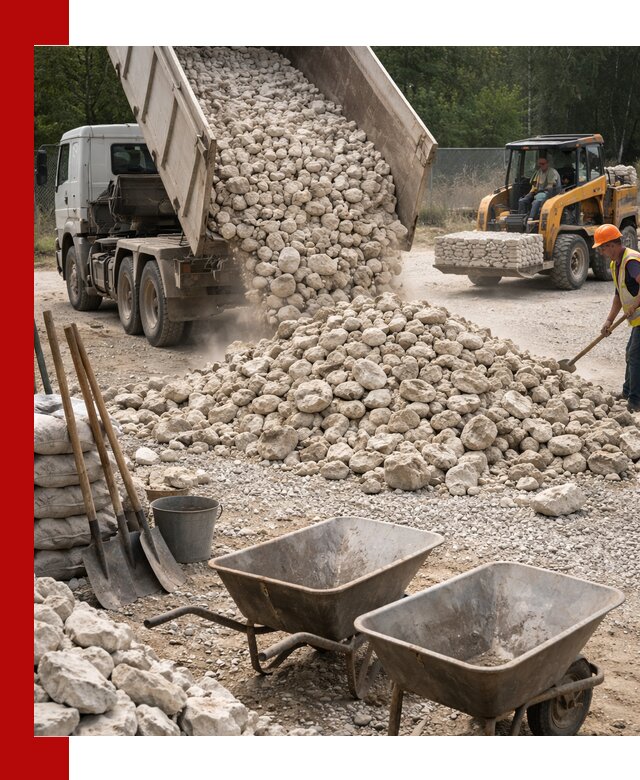 Доставка и продажа бутового известнякового камня в Холмске