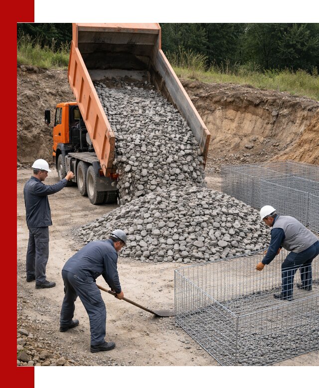 Камень для габионов с доставкой в Холмске быстро и надёжно