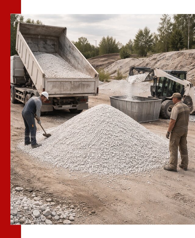 Доставка и продажа белой мраморной крошки в Холмске