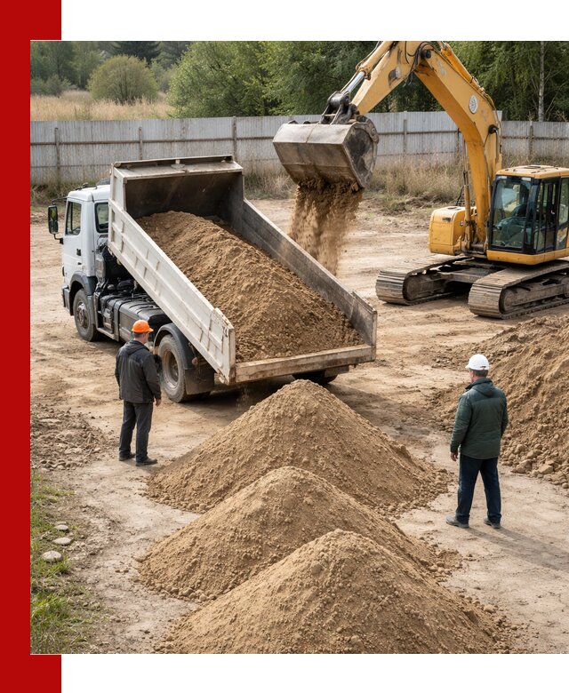 Доставка супеси вагонными и автопартиями в Холмске