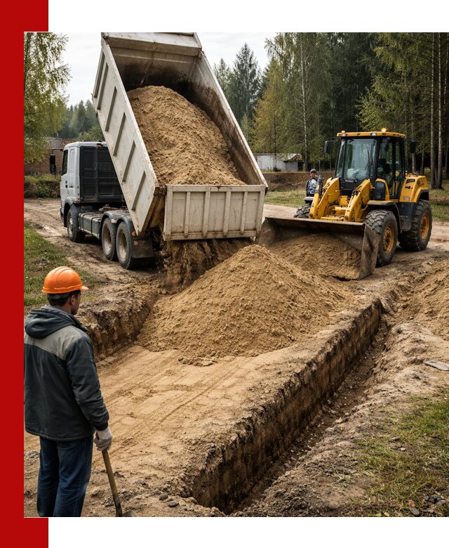 Доставка песчаного грунта в Холмске для строительных работ