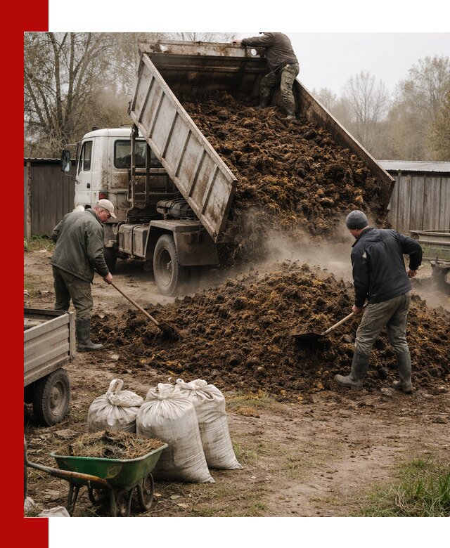 Доставка коровьего навоза самосвалом в Холмске