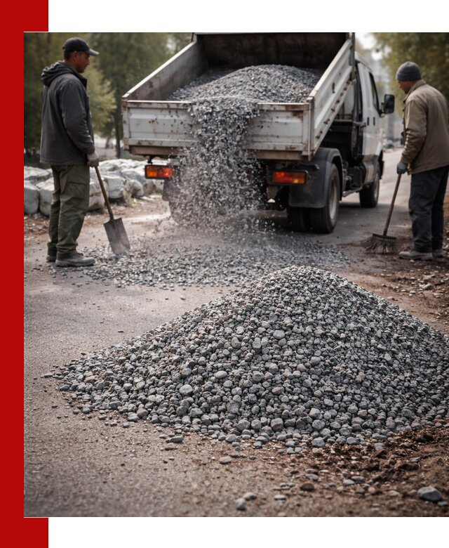 Гранитная крошка для посыпки дорог и тротуаров в Холмске