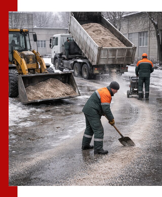 Реагент против гололеда с доставкой и нанесением в Холмске
