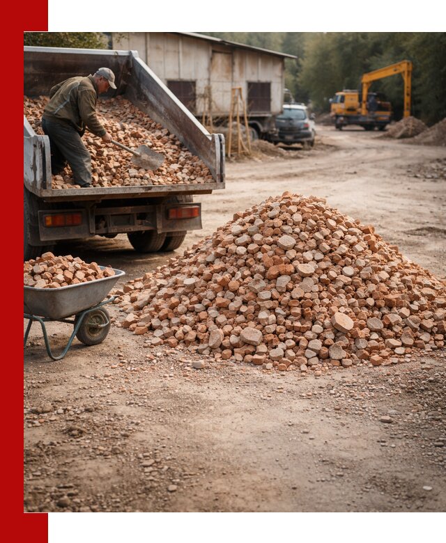 Доставка и подушка из боя кирпича с разгрузкой в Холмске