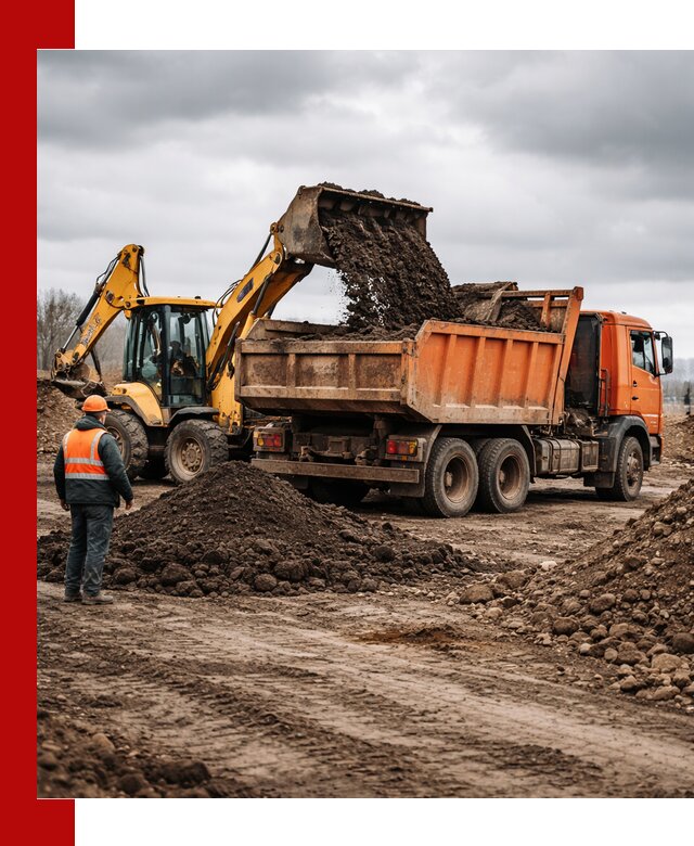 Вывоз грунта и строительного мусора в Холмске грузовыми самосвалами