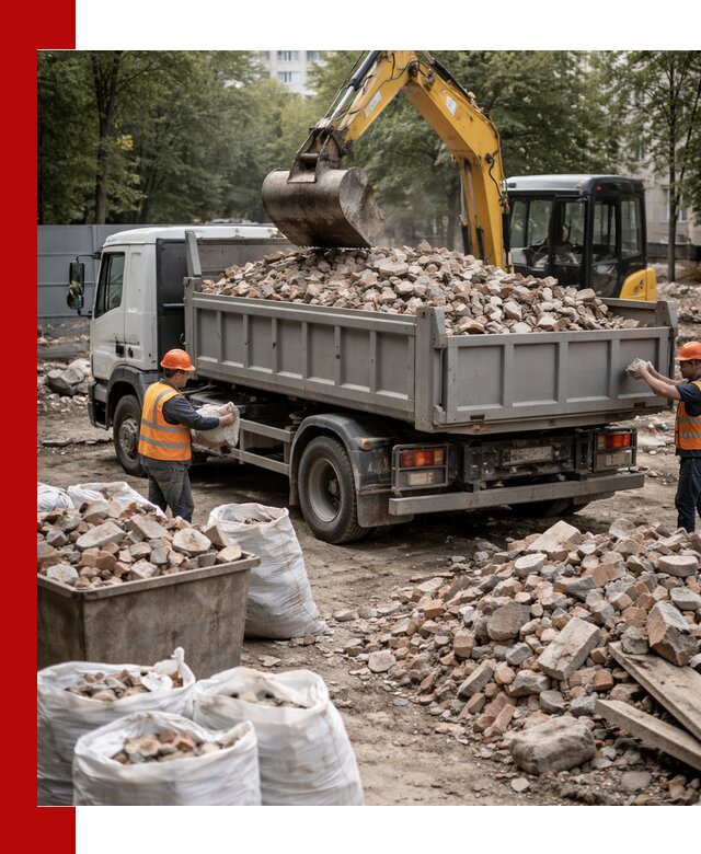 Вывоз строительного мусора в Холмске с самосвалами и контейнерами