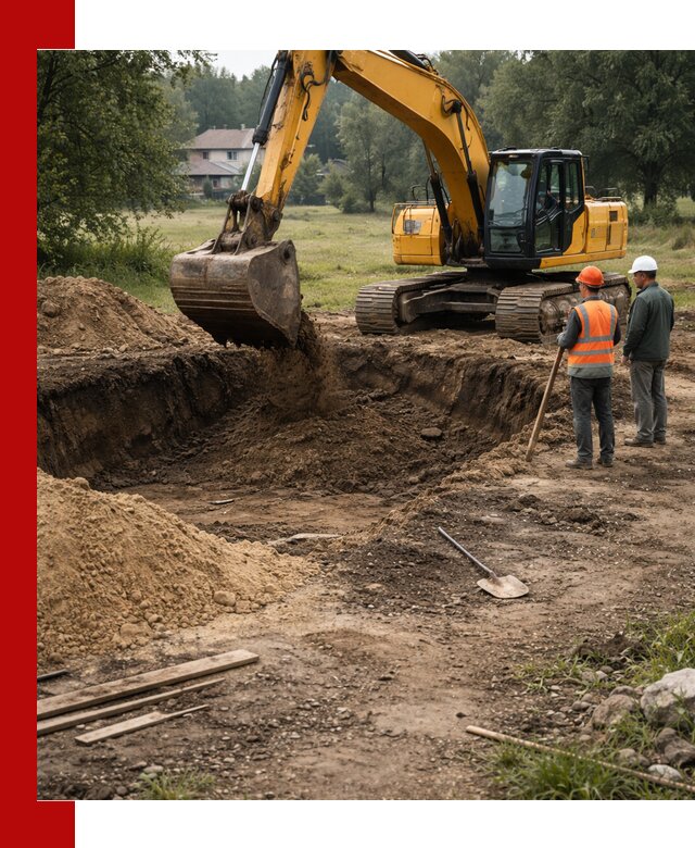 Рытье котлована под фундамент в Холмске (быстро и недорого)